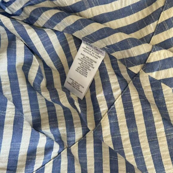 NEW Cara Cara Calypso Midi Dress Sz6 Ivory Blue Striped Seersucker Vacation - Picture 10 of 13